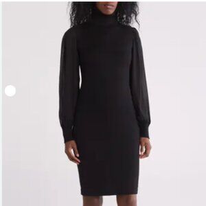 Turtleneck Chiffon Sleeve Sheath Dress